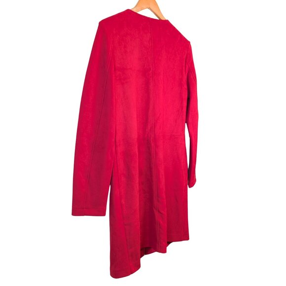 Marc New York Women's XS Car Coat Red Faux Suede Longline Button down - Picture 5 of 14